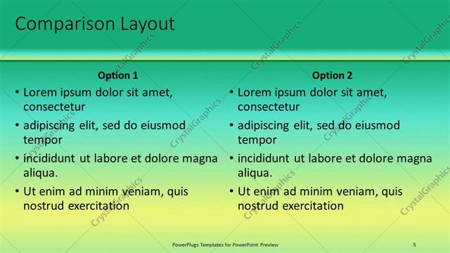 Comparison presentation slide layout