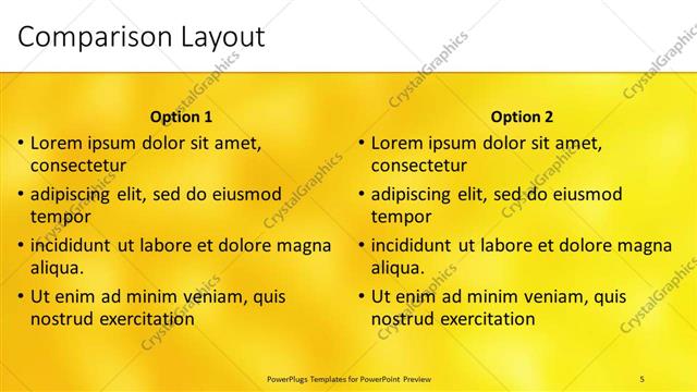 Comparison presentation slide layout
