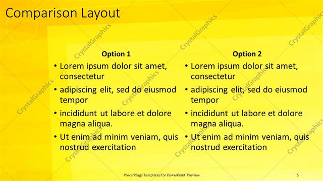 Comparison presentation slide layout
