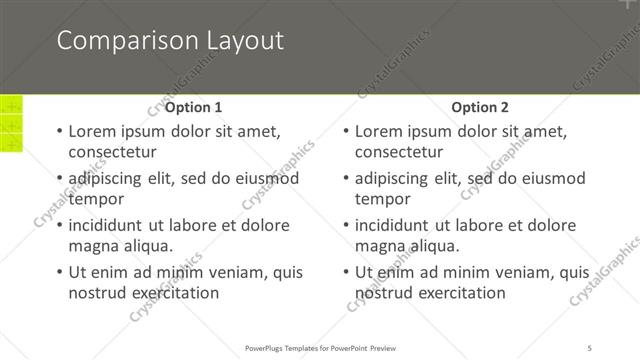 Comparison presentation slide layout