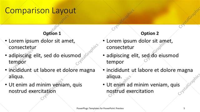 Comparison presentation slide layout