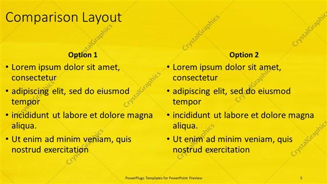 Comparison presentation slide layout
