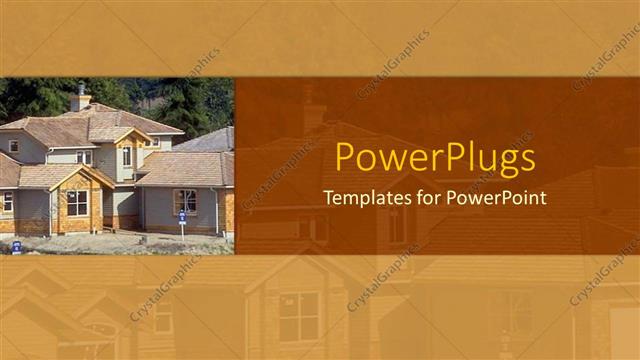  Presentation with plain - A plain brown background showing houses with a red strip