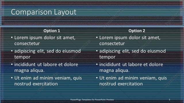 Comparison presentation slide layout