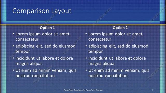 Comparison presentation slide layout