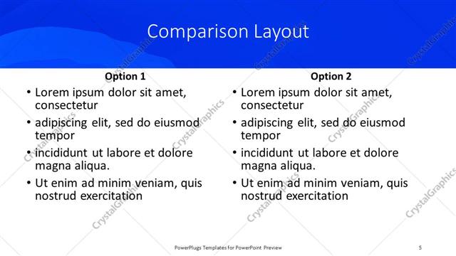 Comparison presentation slide layout