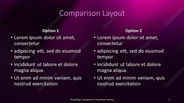 Comparison presentation slide layout
