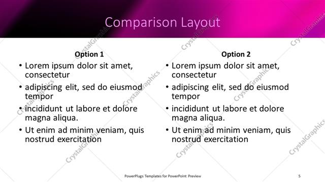 Comparison presentation slide layout