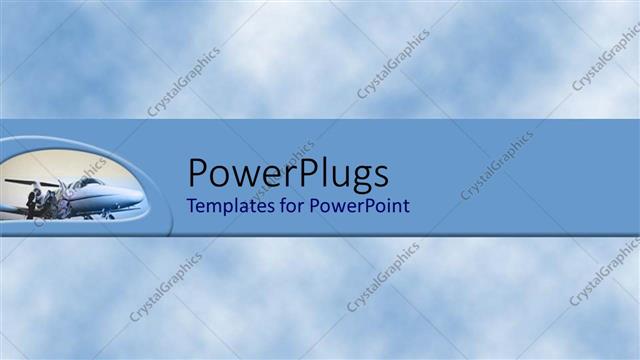  Presentation with blue plain - Plain cloudy blue background with people boarding an airplane