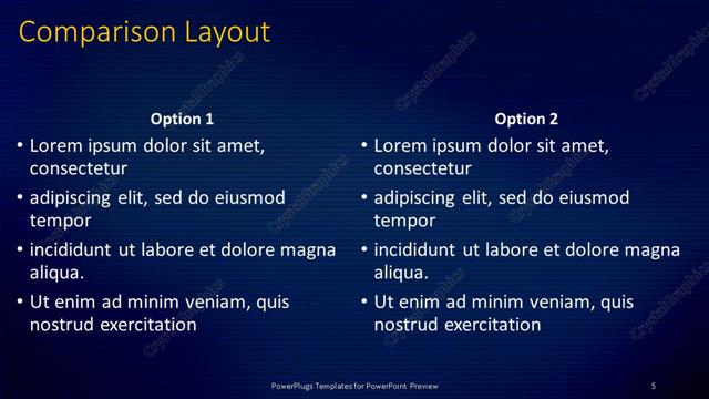 Comparison presentation slide layout