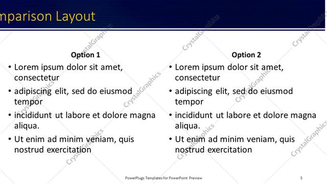 Comparison presentation slide layout
