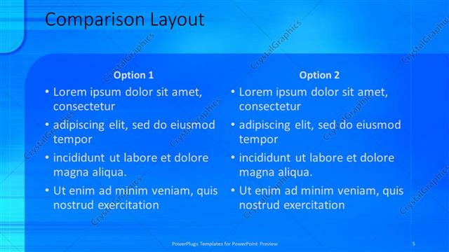 Comparison presentation slide layout
