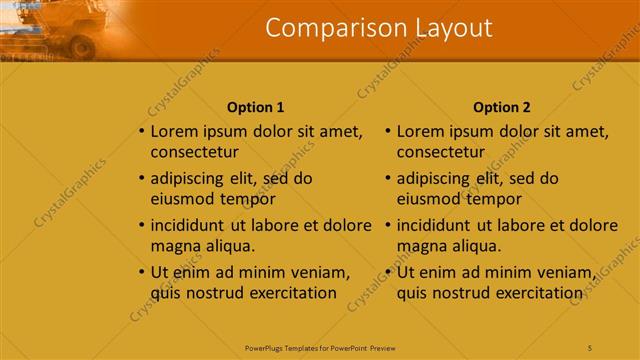 Comparison presentation slide layout