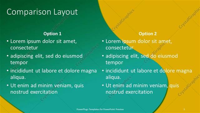 Comparison presentation slide layout