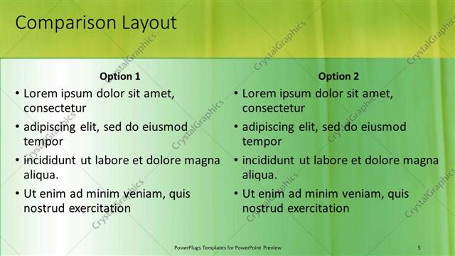 Comparison presentation slide layout