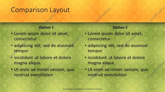 Comparison presentation slide layout