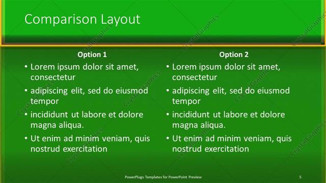 Comparison presentation slide layout