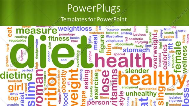  Presentation with diet - A plain green colored tile with lots of texts relating to health