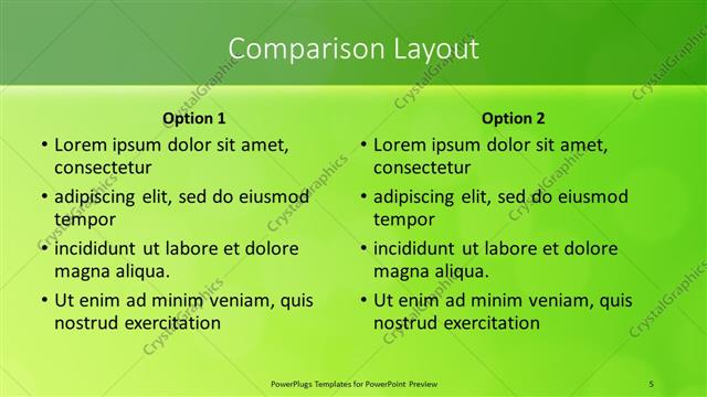Comparison presentation slide layout