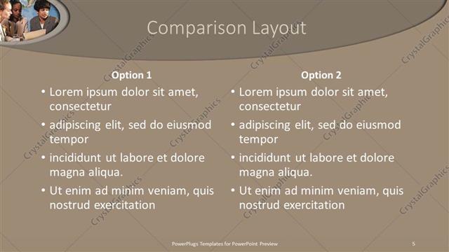 Comparison presentation slide layout