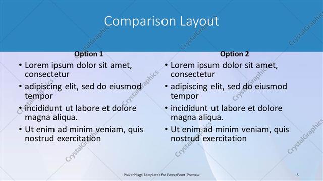 Comparison presentation slide layout