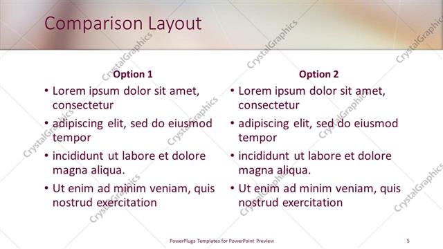 Comparison presentation slide layout