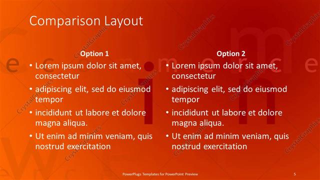 Comparison presentation slide layout