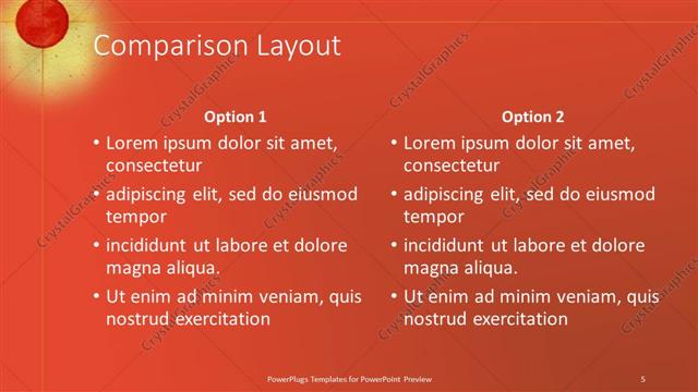 Comparison presentation slide layout