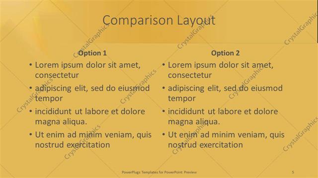 Comparison presentation slide layout
