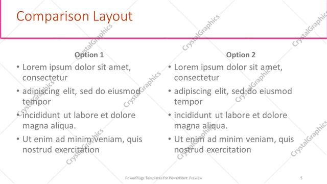 Comparison presentation slide layout