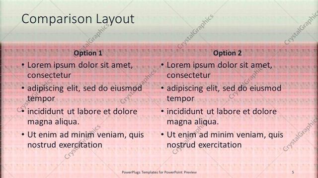 Comparison presentation slide layout