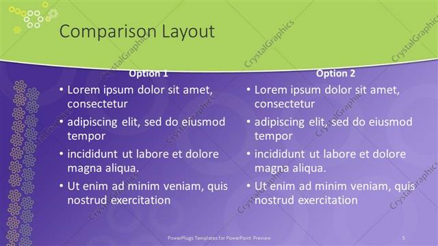 Comparison presentation slide layout
