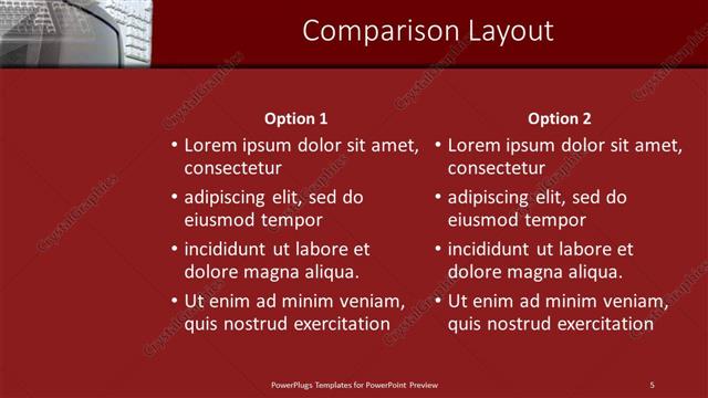 Comparison presentation slide layout