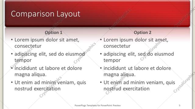 Comparison presentation slide layout