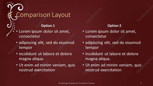 Comparison presentation slide layout