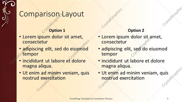 Comparison presentation slide layout