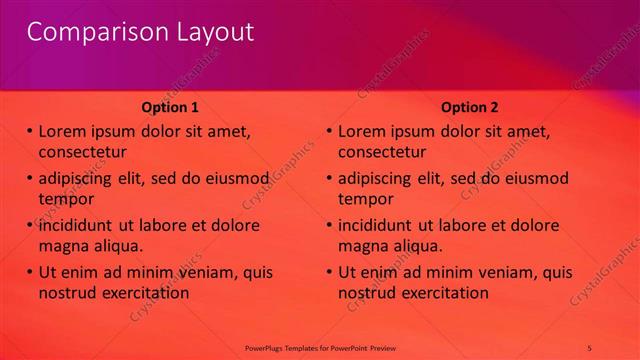 Comparison presentation slide layout