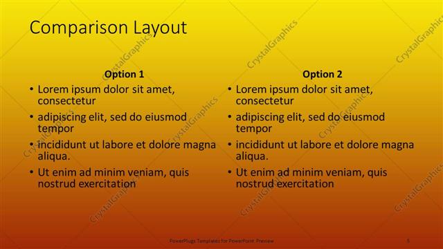 Comparison presentation slide layout