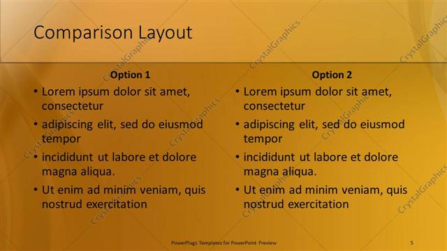 Comparison presentation slide layout
