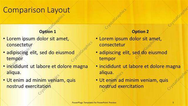 Comparison presentation slide layout