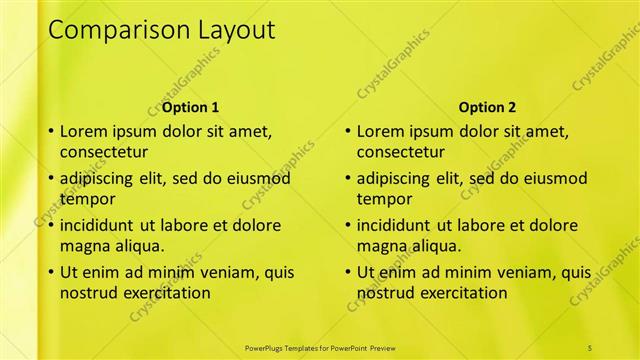 Comparison presentation slide layout