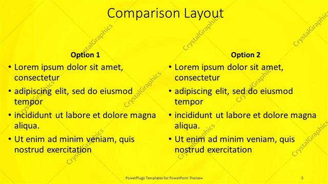 Comparison presentation slide layout