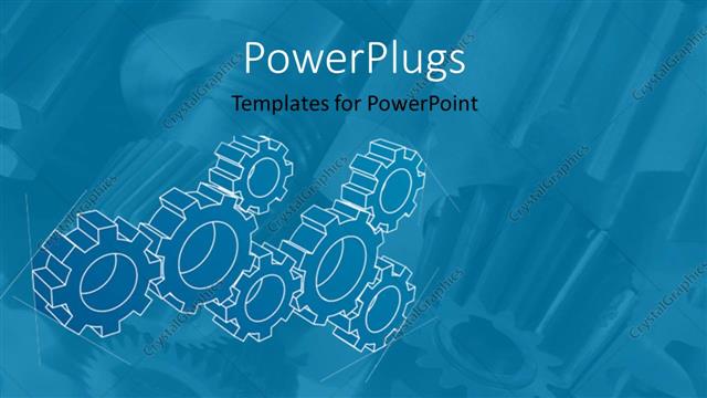 Presentation with tile - A plain sky blue background tile with white transparent gears