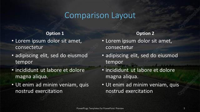 Comparison presentation slide layout