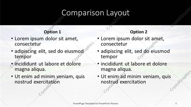 Comparison presentation slide layout