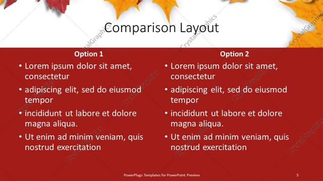 Comparison presentation slide layout