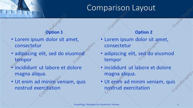Comparison presentation slide layout