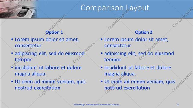 Comparison presentation slide layout