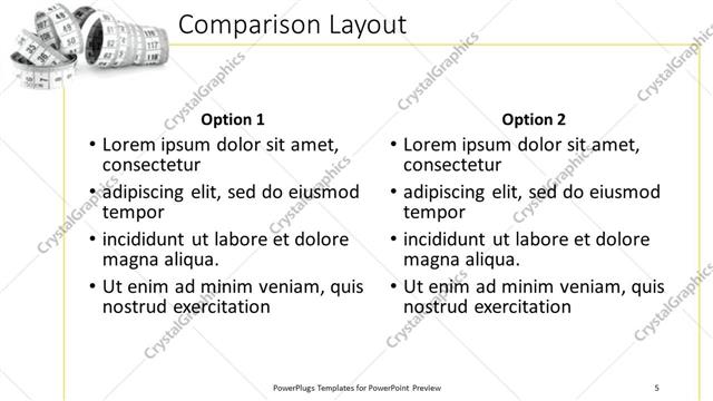 Comparison presentation slide layout