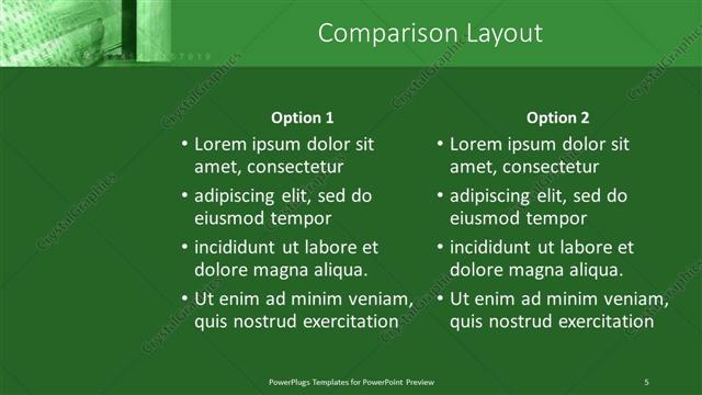 Comparison presentation slide layout